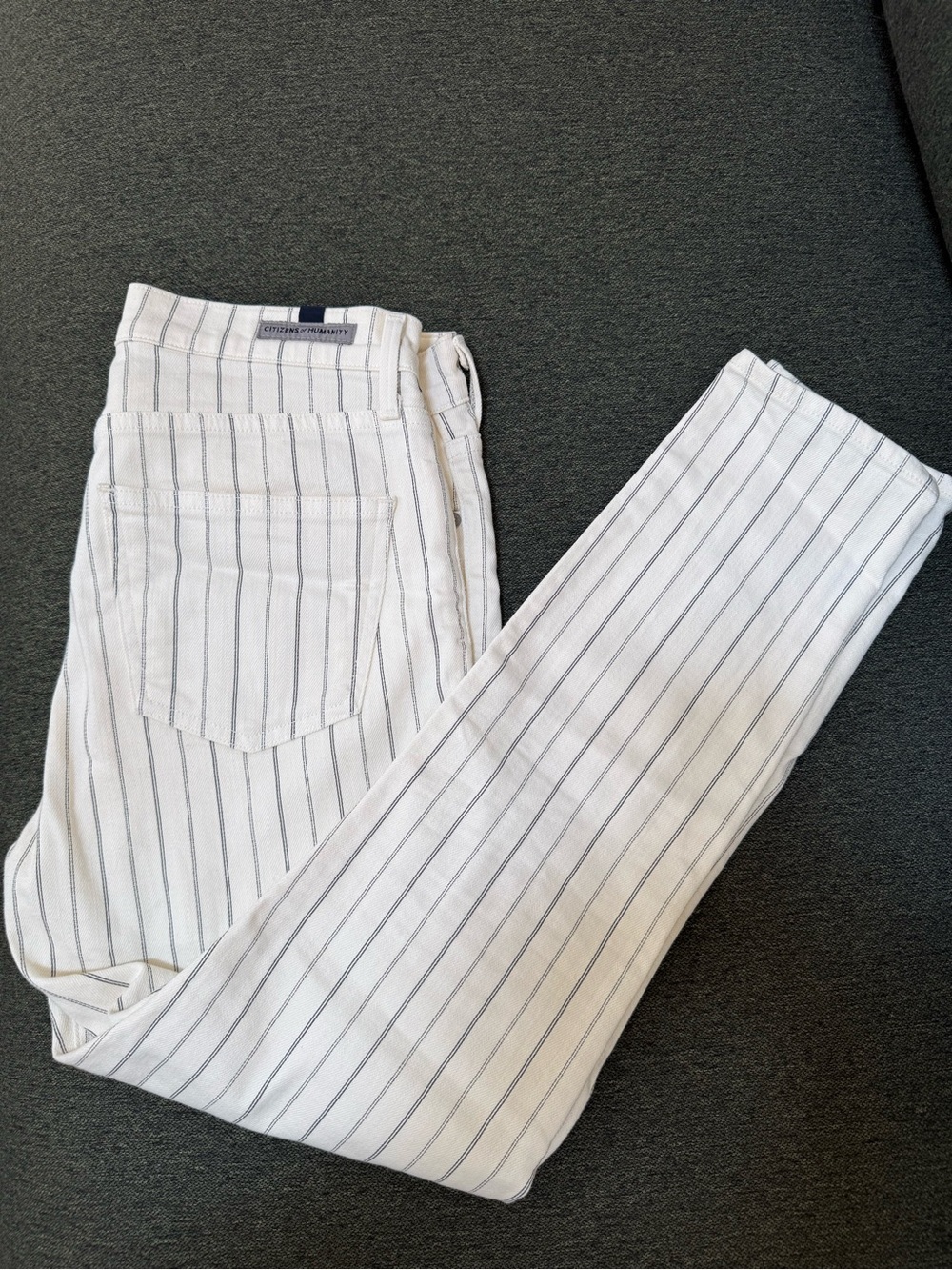 Citizens Of Humanity White Jeans with Gray Pinstripes - Picture 5 of 5